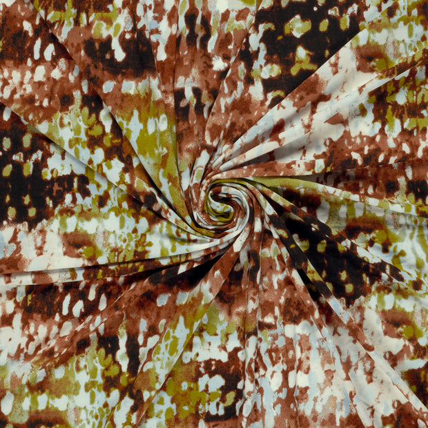 Viscose Vortex Jersey fabric Brown printed 