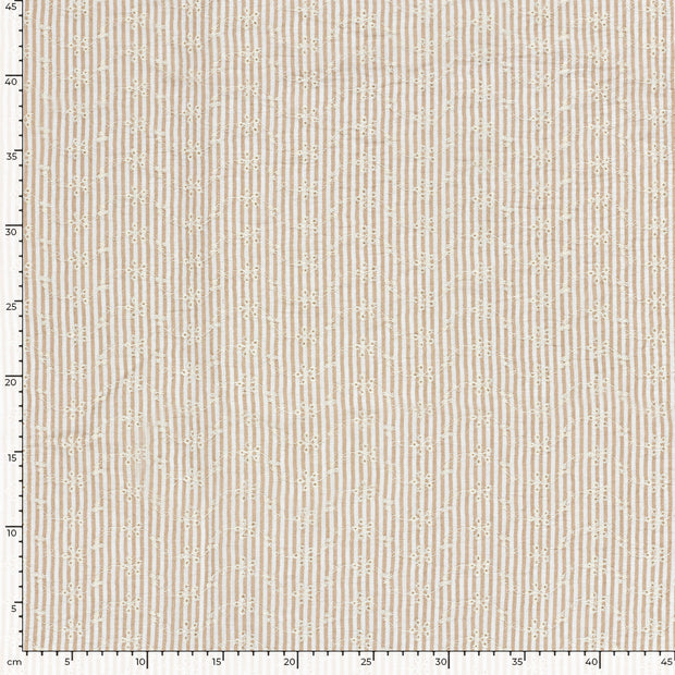 Cotton Poplin fabric Stripes Beige