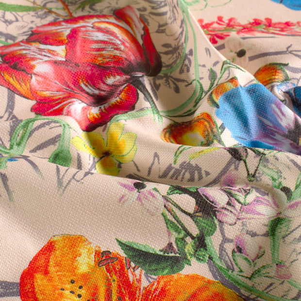 Panama fabric Flowers Beige