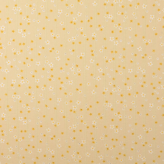 Voile fabric Flowers Yellow