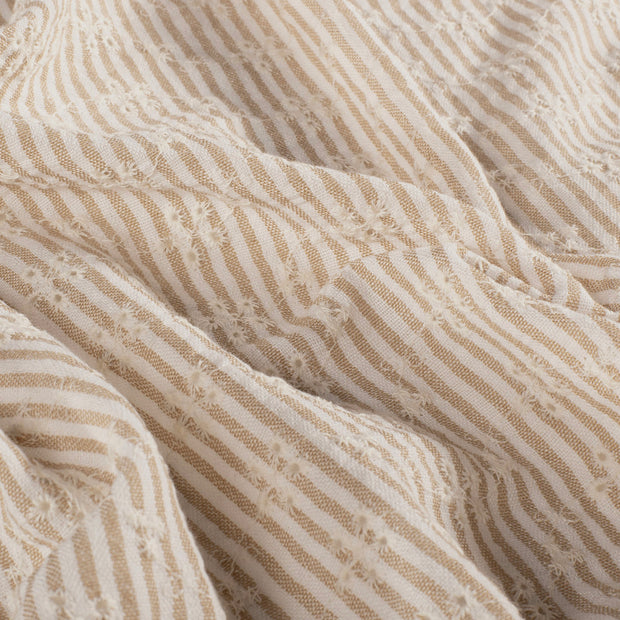 Cotton Poplin fabric Stripes Beige