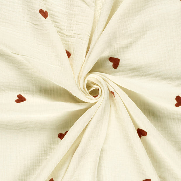 Muslin fabric Off White embroidered 