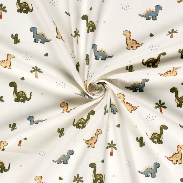 Cotton Poplin fabric Off White printed 