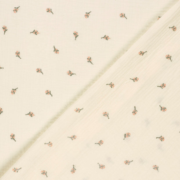 Muslin fabric Flowers embroidered 