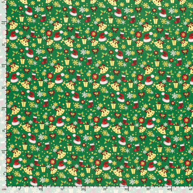 Cotton Poplin fabric Ornaments Green