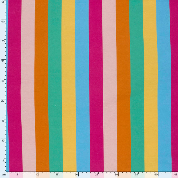 French Terry fabric Stripes Fuchsia