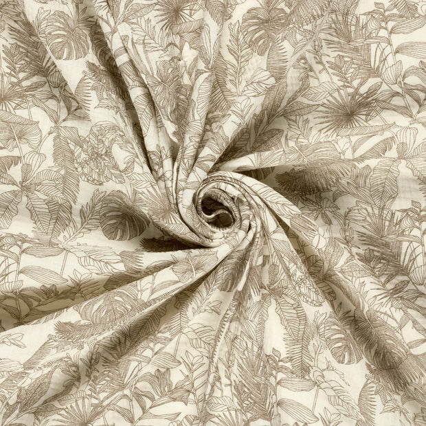 Muslin fabric Off White printed 