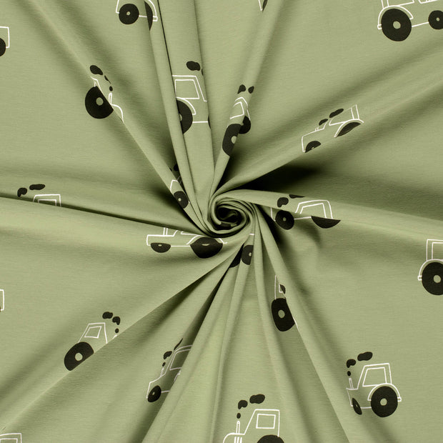 Jersey fabric Olive Green printed 