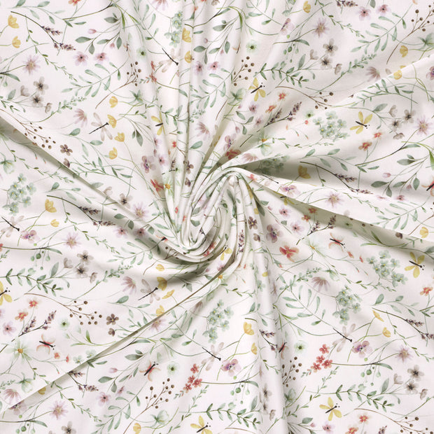 Cotton Jersey GOTS organic fabric Off White digital printed 