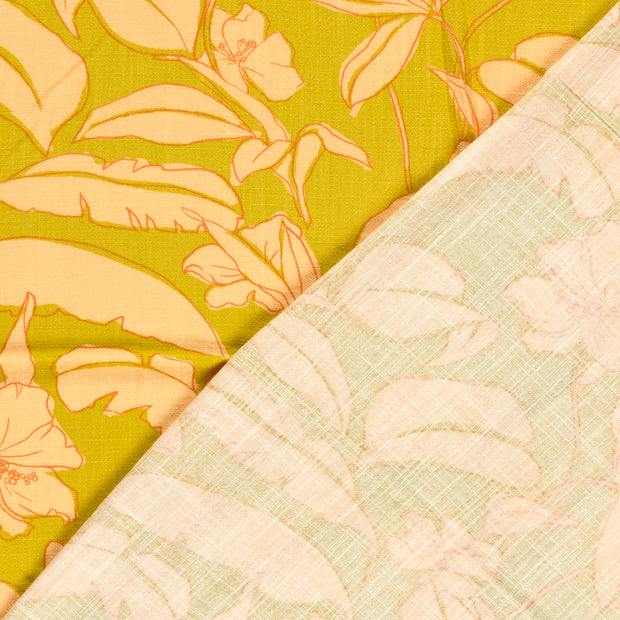 Woven Viscose Linen fabric Flowers printed 