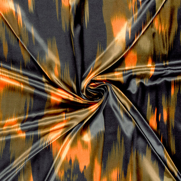 Satin fabric Navy printed 