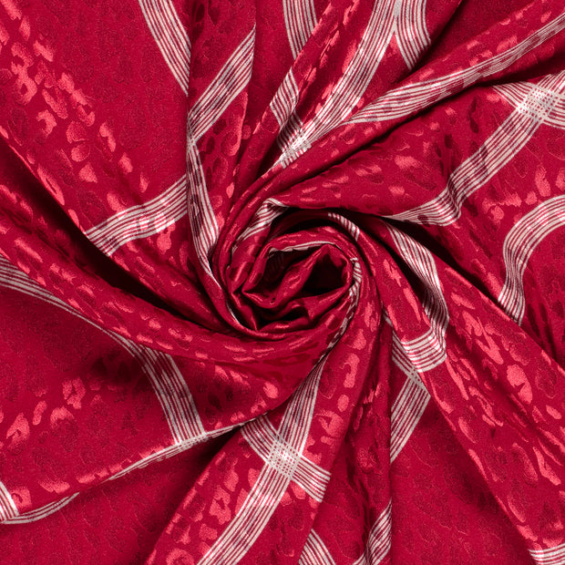 Satin Jacquard fabrik Panther Dunkelrot
