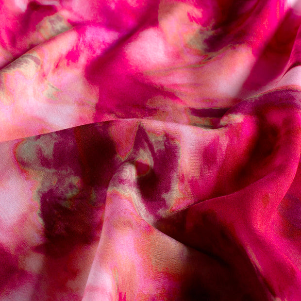 Popeline de Viscose tissu Abstrait Fuchsia
