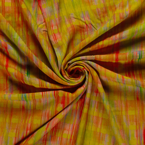Woven Viscose Linen fabric Lime Green printed 
