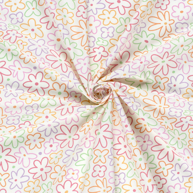 Cotton Poplin fabric Off White printed 