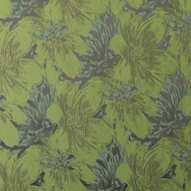 Jacquard fabric Flowers Olive Green