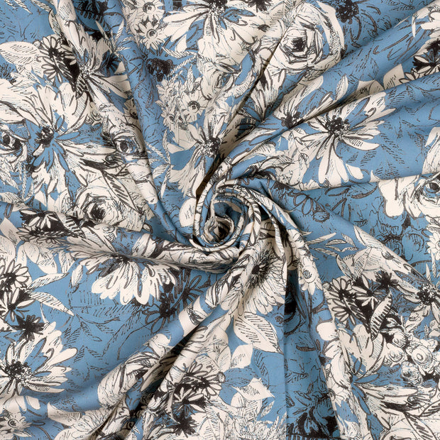 Sergé tissu Indigo imprimé numérique 