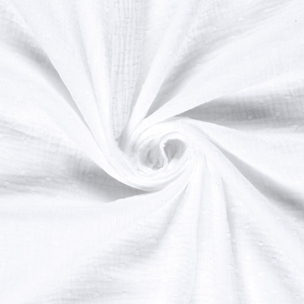 Muslin fabric Dots White
