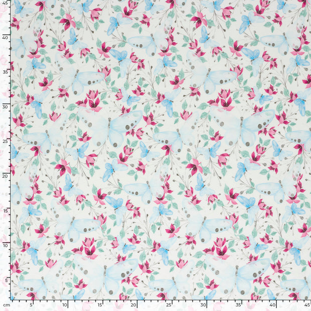 French Terry fabric Butterflies Off White