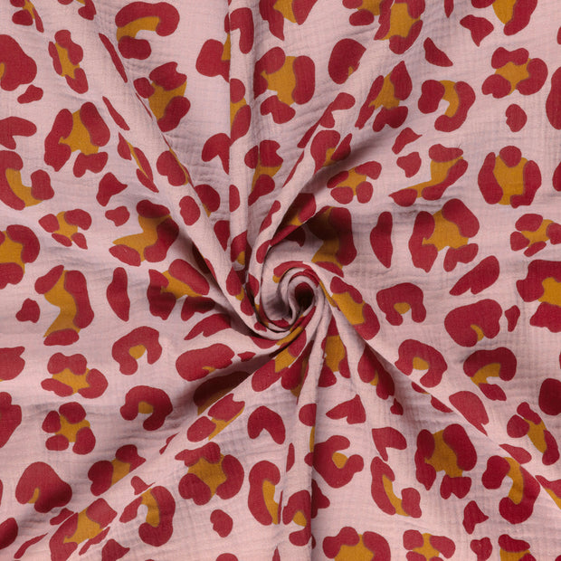 Muslin fabric Old Pink dyed and printed 