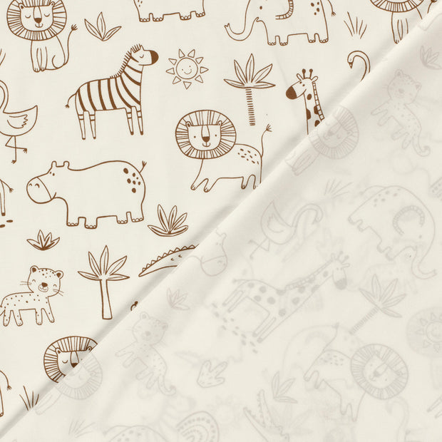 Cotton Jersey Bio Naturel fabric Lions printed 