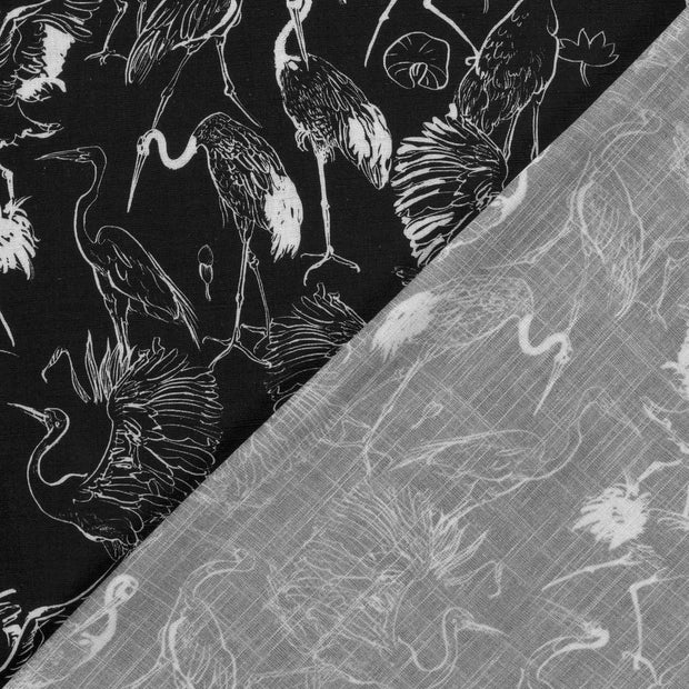 Woven Viscose Linen fabric Birds printed 