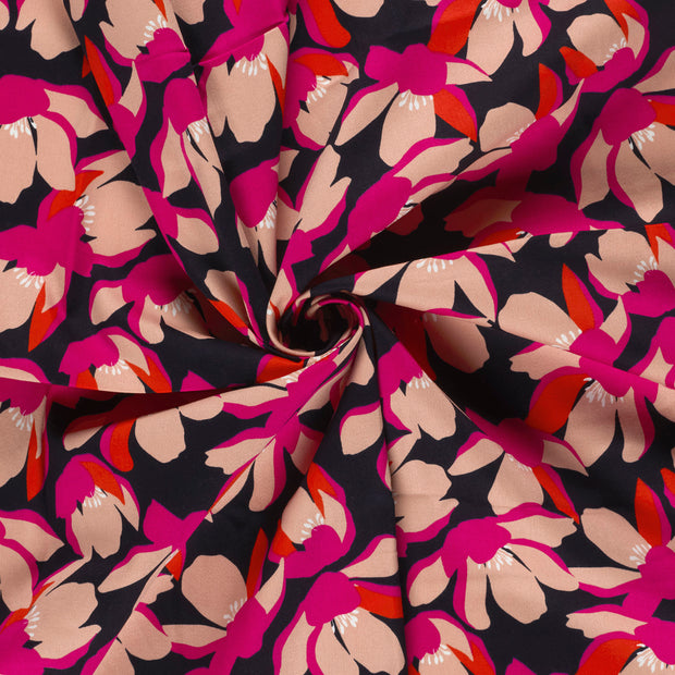 Cotton Satin fabric Black printed 