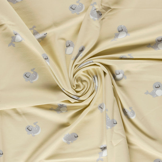 French Terry fabrik Beige bedruckt 