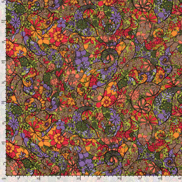 Polyester Bubble fabric Flowers Lime Green