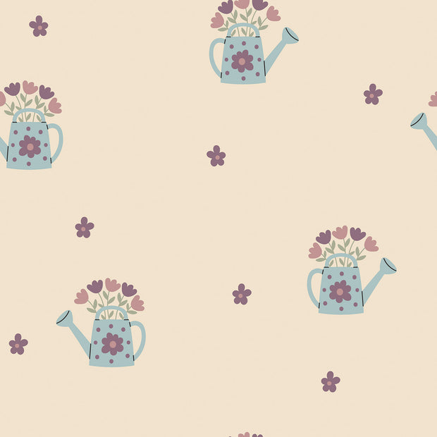 Terry Crepe fabric Flowers Beige