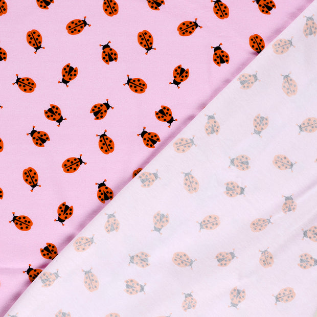 Jersey fabric Ladybugs Pink