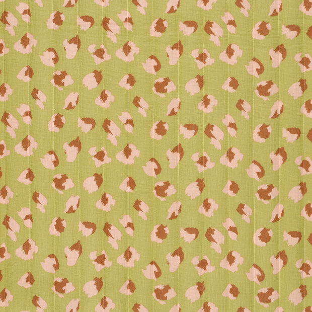 Muslin bounded fabric Leopards Off White
