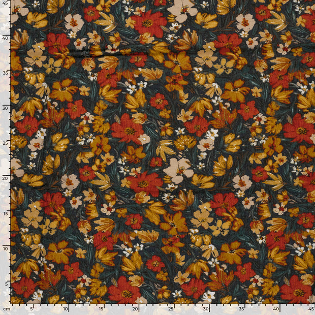 Viscose Nylon Ottoman stof Bloemen Brique