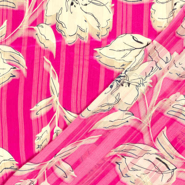 Chifón tela Flores estampado 