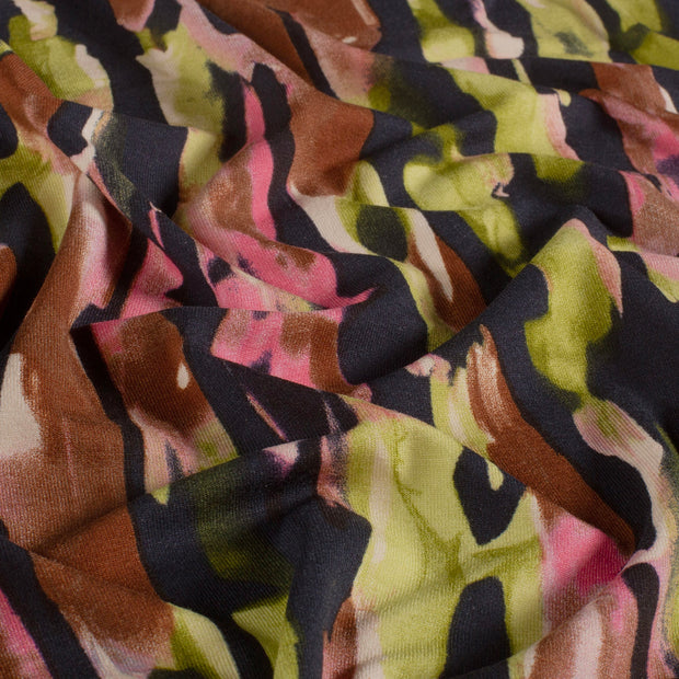Viscose Vortex Jersey fabric Abstract Fuchsia