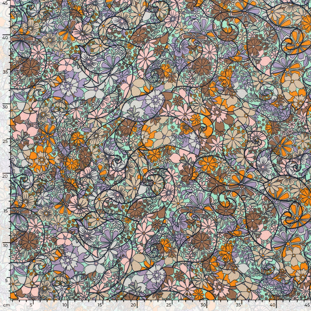 Polyester Bubble fabric Flowers Mint