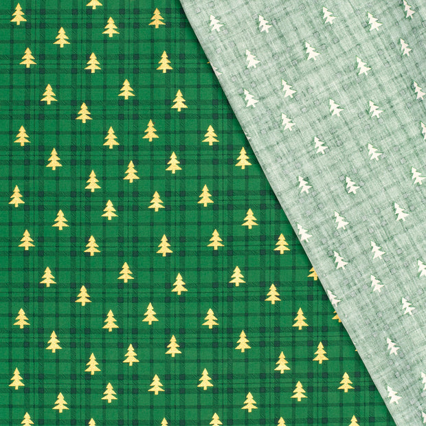 Cotton Poplin fabric Trees printed and foil 