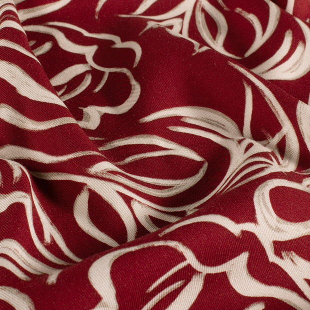 Viscose Twill fabric Abstract Bordeaux