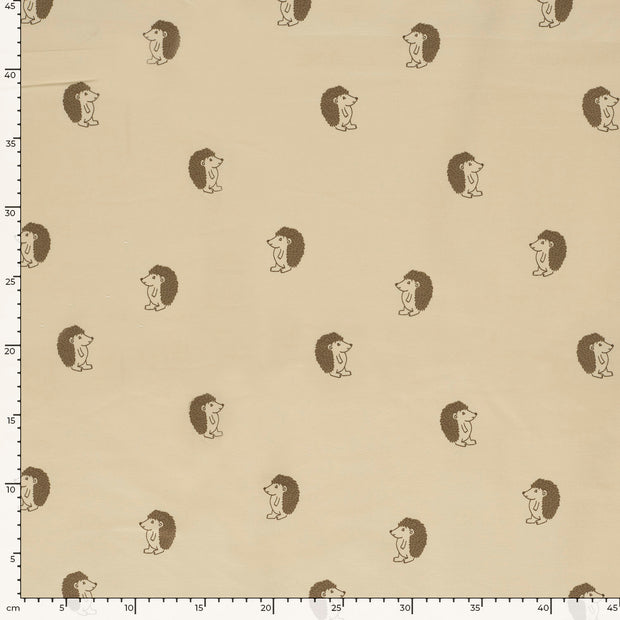 French Terry fabric Hedgehog Beige