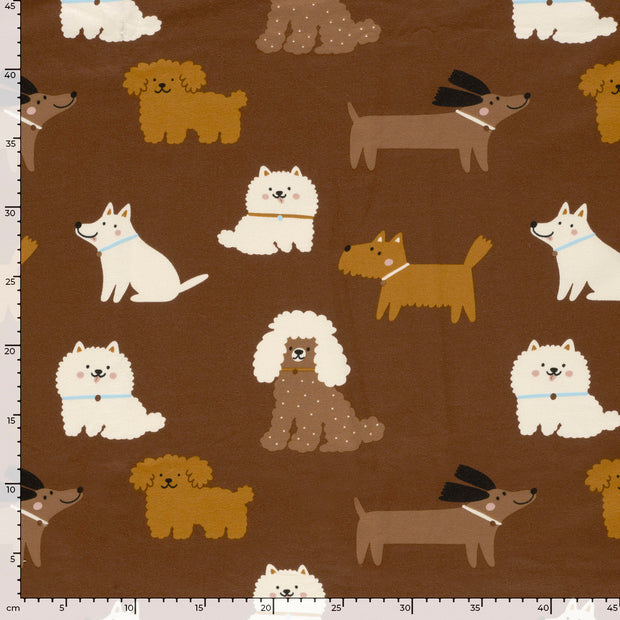 French Terry stof Honden Bruin