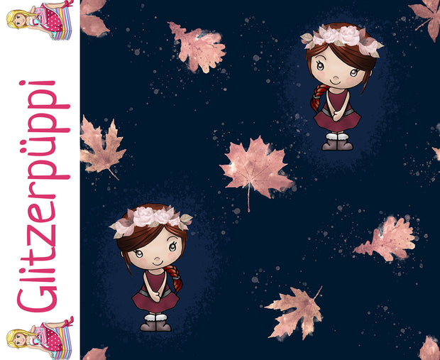 French Terry fabric Cartoon Navy