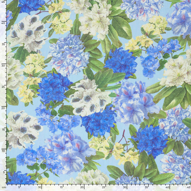 Viskose fabrik Blumen Babyblau