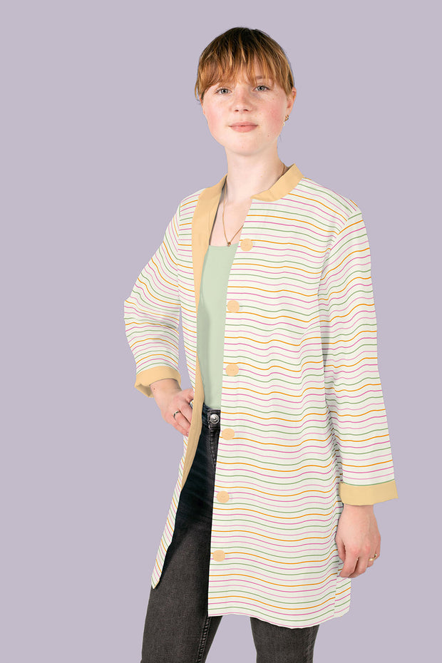 Cotton Poplin fabric Stripes Off White