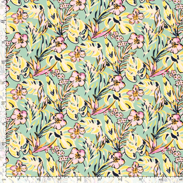 Swimwear Jersey UPF50 Recycled fabric Flowers Yellow