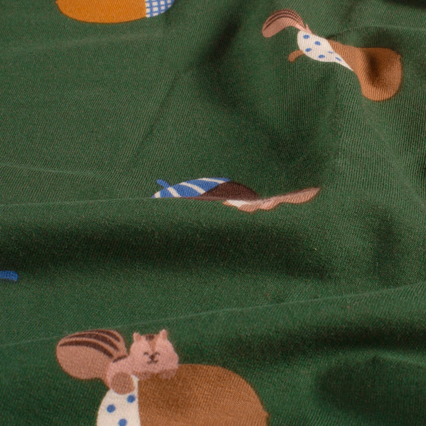 French Terry fabric Squirrel Dark Green