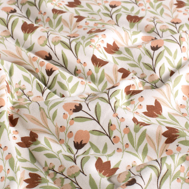 Jersey fabric Flowers Off White