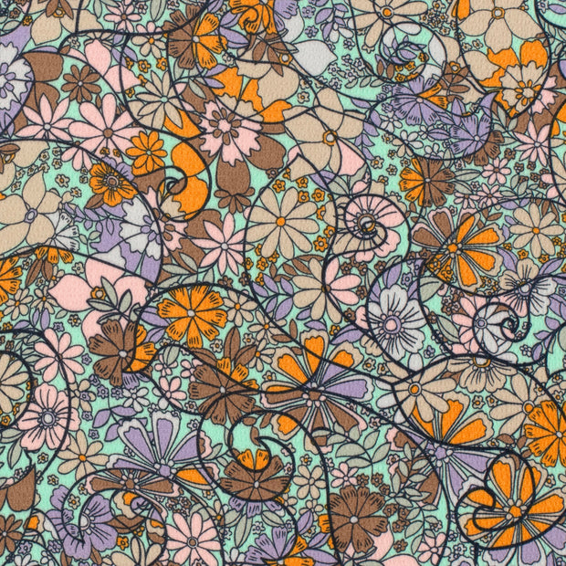 Polyester Bubble fabric Flowers Mint