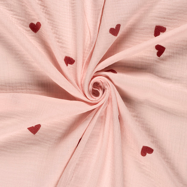 Muslin fabric Light Pink embroidered 