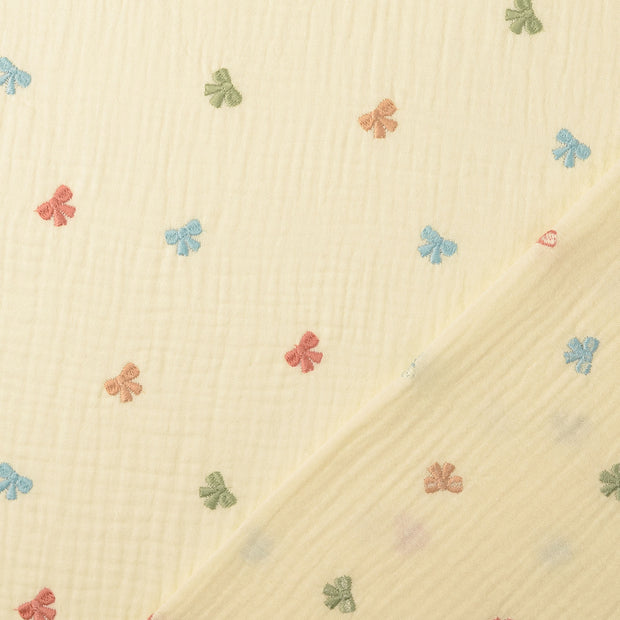 Muslin fabric Off White embroidered 