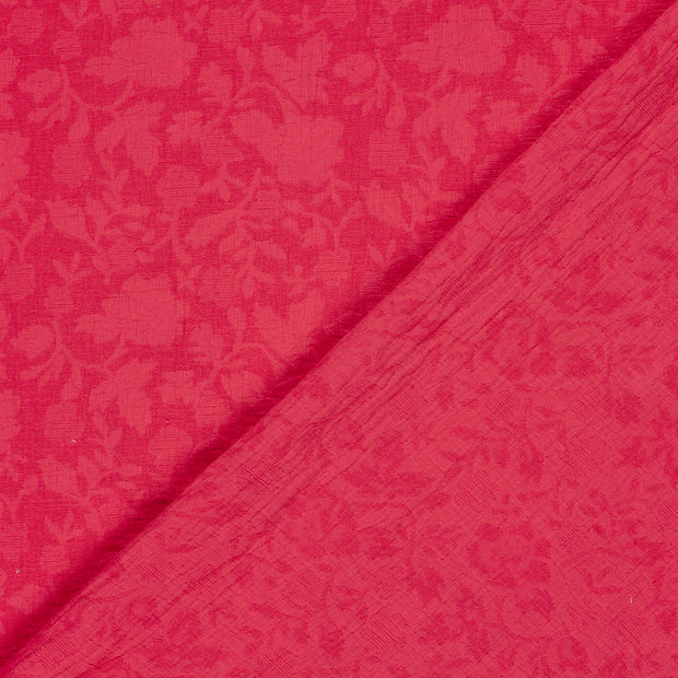Woven Cotton Linen fabric Leaves embroidered 